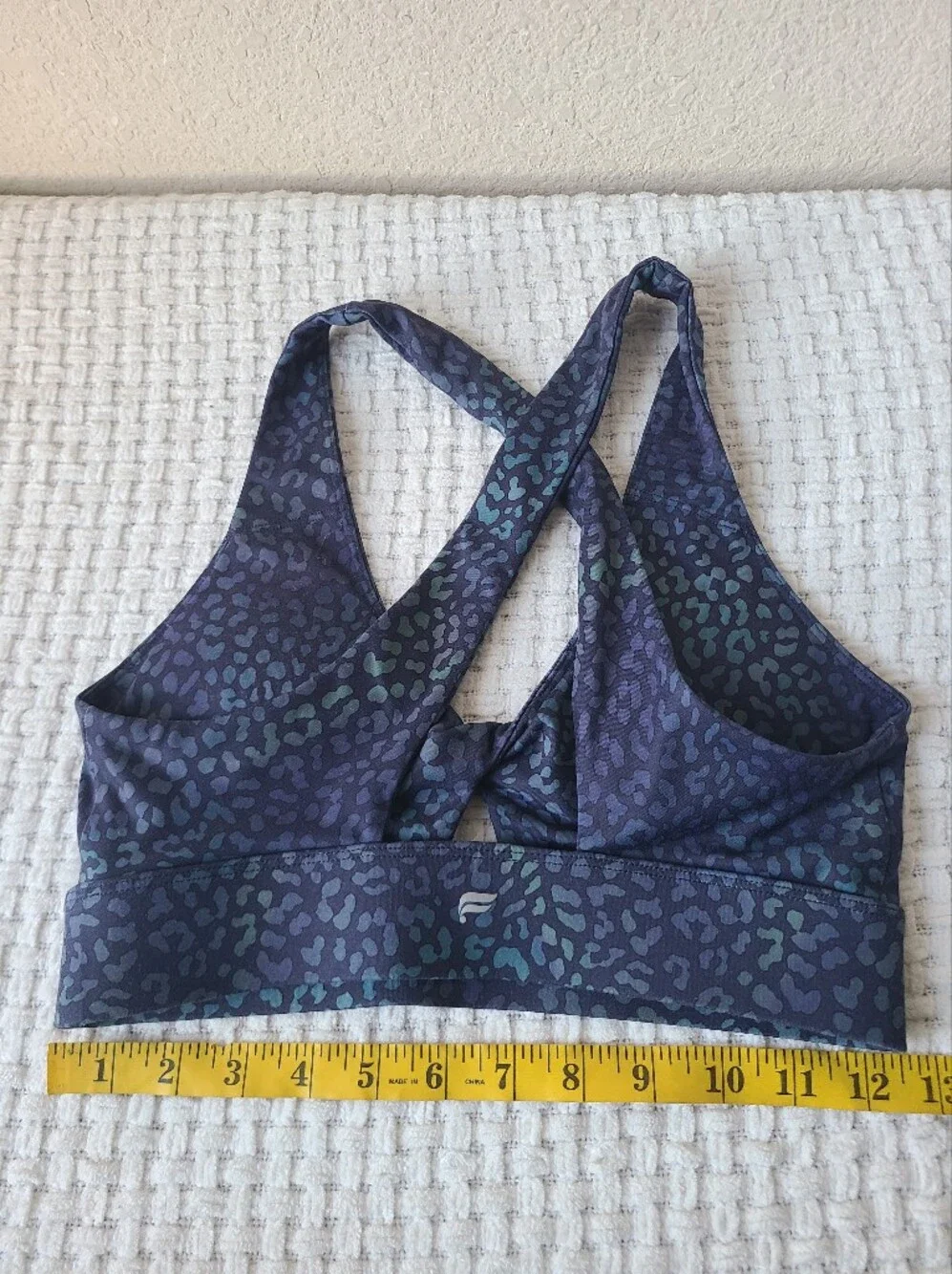 Fableticw Women's Dark Navy Leopard Print Racerback Sports Bra Size XS